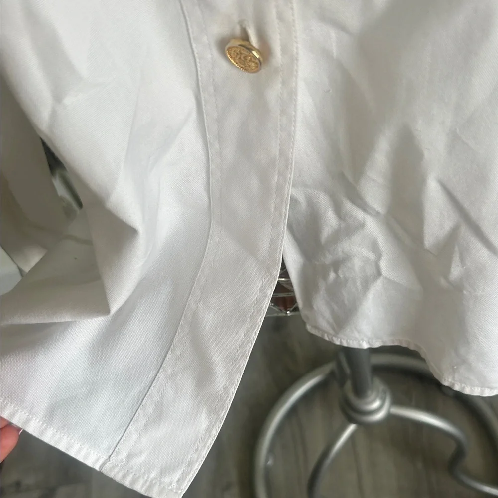 Chanel White Dress Shirt for with CHANEL Embroidery Sz S